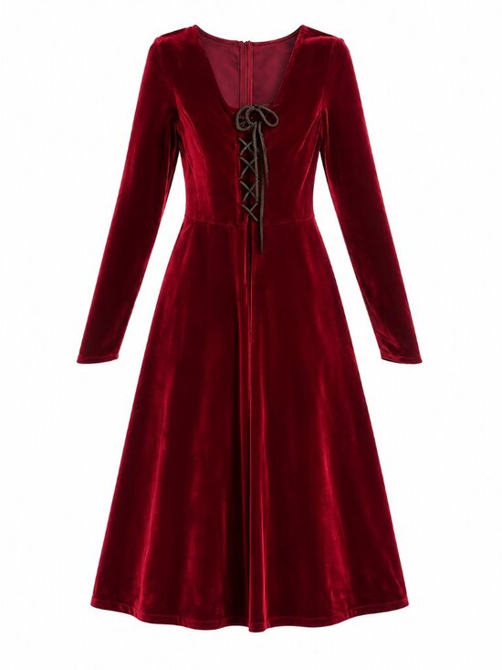 Morbid Threads Dresses & Skirts - Retro Goth Velvet Dress – Morbid Threads Asymmetrical Sleeve Lace-Up – Vintage Y